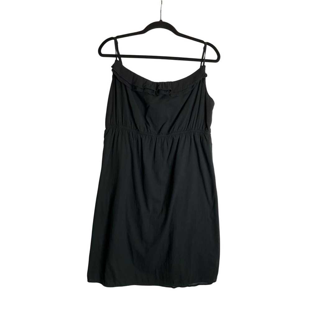 Old Navy Lined Mini Dress Ruffle Spaghetti Straps Black Coquette Boho Peasant L